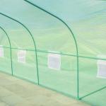Estufa Tipo Túnel de Jardim 600x300x200cm para Cultivo de Plantas Verduras com 8 Janelas e Porta Enroláveis com Zíper Aço Verde