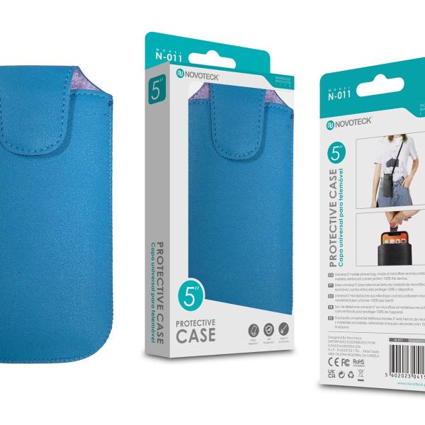 Capa Protetora Universal de Microfibra Azul para Smartphone de 5'' Formato Bolsa N-011