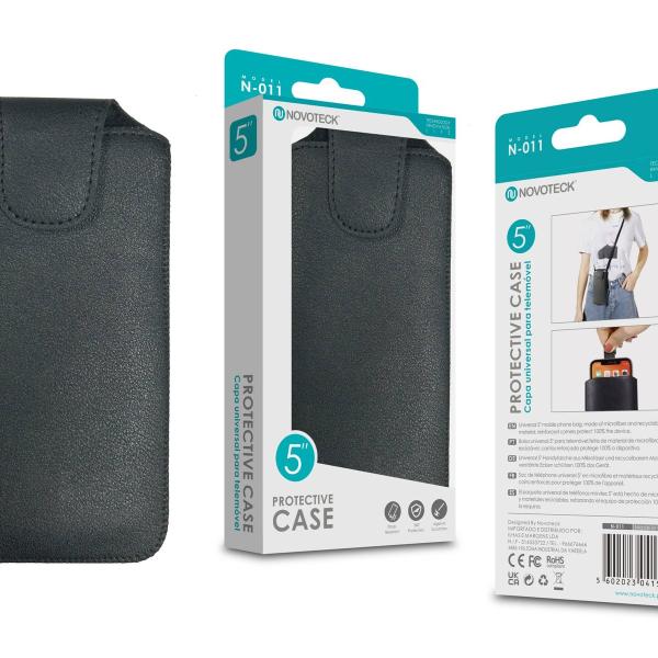 Capa Protetora Universal de Microfibra Negro para Smartphone de 5'' Formato Bolsa N-011