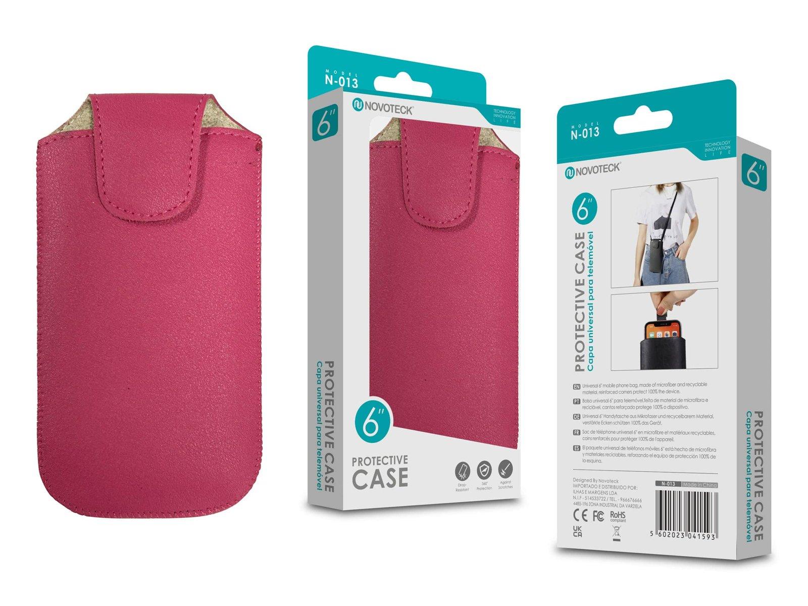 Capa Protetora Universal de Microfibra Rosa para Smartphone de 6.0” Formato Bolsa N-013