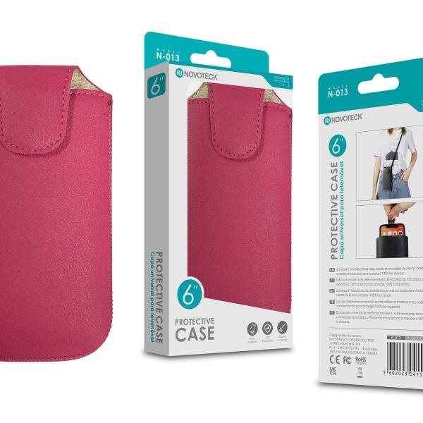 Capa Protetora Universal de Microfibra Rosa para Smartphone de 6.0” Formato Bolsa N-013