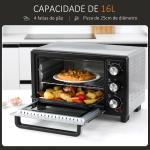 Mini Forno 16L 1400W com 3 Modos de Aquecimento Temperatura até 230°C Temporizador 60 Minutos 44x32x28,1 cm Prata