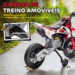 Mota Elétrica para Crianças com Bateria 12V Música Velocidade 2,4 - 5 km/h e Rodas Auxiliares 109,5x60x72,5 cm Vermelho
