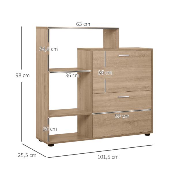Sapateira de Madeira com Prateleiras de Armazenamento Sapateira para até 20 pares de Sapatos 101,5x25,5x98 cm Madeira
