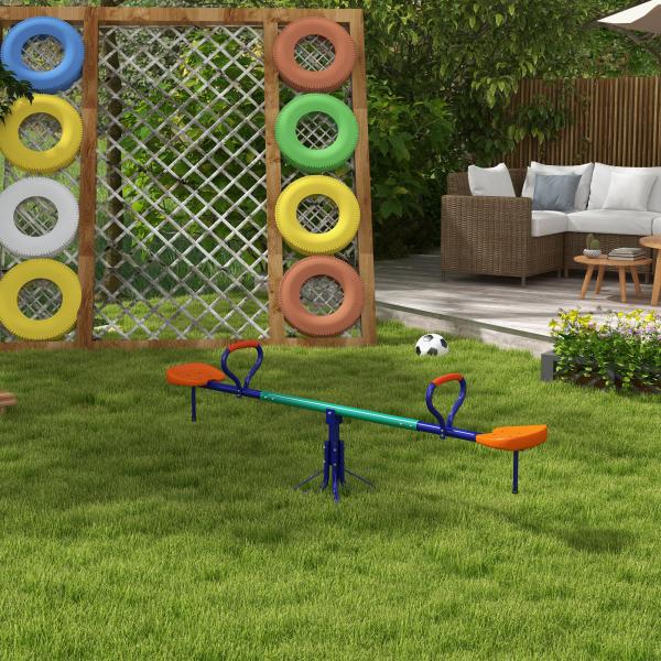 Baloiço para Crianças Sobe e Desce Infantil Giratório 360° com Barra de Comprimento Ajustável Assento Confortável Multicolor