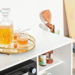 Aparador Auxiliar para Microondas Buffet de Cozinha com 2 Armários com Portas 1 Gaveta e Prateleiras de Armazenamento 90x40x120cm Branco