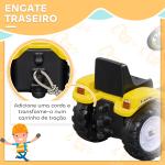 Trator a Pedal para Crianças acima de 3 Anos Trator Escavadora Infantil com Pá Dianteira 114x41x52 cm Amarelo e Preto