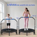 Trampolim Fitness Ø122 Trampolim Dobrável com Pega Ajustável em 4 Níveis Estrutura de Aço Azul