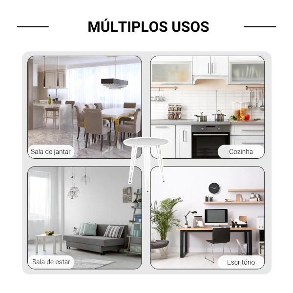 Mesa de Sala de Jantar Redonda com Pés em Forma de Garfo Metálicos Estilo Moderno para Cozinha Sala de Estar Cafeteria Ø70x75cm Branco