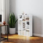 Estante de 3 Níveis Estante para Livros com 11 Compartimentos Desenho Vertical ou Horizontal 74,3x24x106 cm Branco