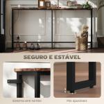 Mesa de Consola Estreita Consola com Estação de Carga Estrutura de Aço Estilo Industrial para 160x20x80 cm Marrom Rústico