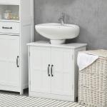 Móvel para Lavatório Pousar Armário para Casa de Banho com 2 Portas e Prateleira Interior Ajustável 60x30x60 cm Branco