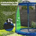 Trampolim Infantil Ø183 cm, para Crianças com Rede de Segurança Barras Acolchoadas Capa de Segurança e Estrutura de Aço Azul