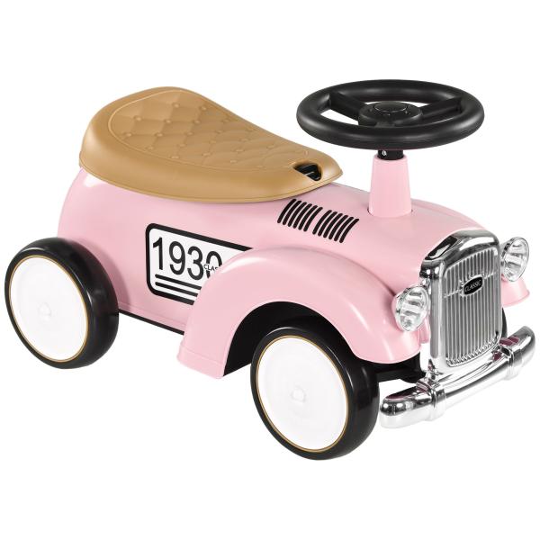 Carro Andador para Bebé de 12 a 36 Meses com Buzina Compartimento de Armazenamento e Volante 58x27x35 cm Rosa