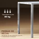 Mesa de Refeição de Cristal Mesa Retangular para 4 - 6 pessoas com Pés de Metal Multifuncional 120x60x75 cm Cinza