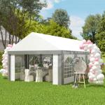 Tenda para Festa 4x8 m Tenda de Jardim com Paredes Removíveis Portas e Janelas Anti - UV para Casamento e Eventos Cinzento