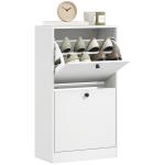 Sapateira Estreita Móvel Sapateira com 2 Gavetas Abatíveis e Prateleiras Ajustáveis para 8 Pares de Sapatos 47x26x85 cm Branco