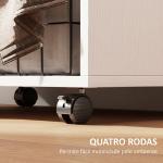 Roupeiro com Rodas, Cortina, Barra de Pendurar e 2 Compartimentos para Quarto 60x40x128 cm Branco