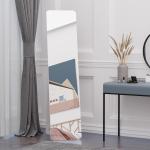 Espelho de Pé de Corpo Inteiro Retangular com 2 Formas de Uso Estrutura de Madeira de Pinho 37x43x156 cm Branco