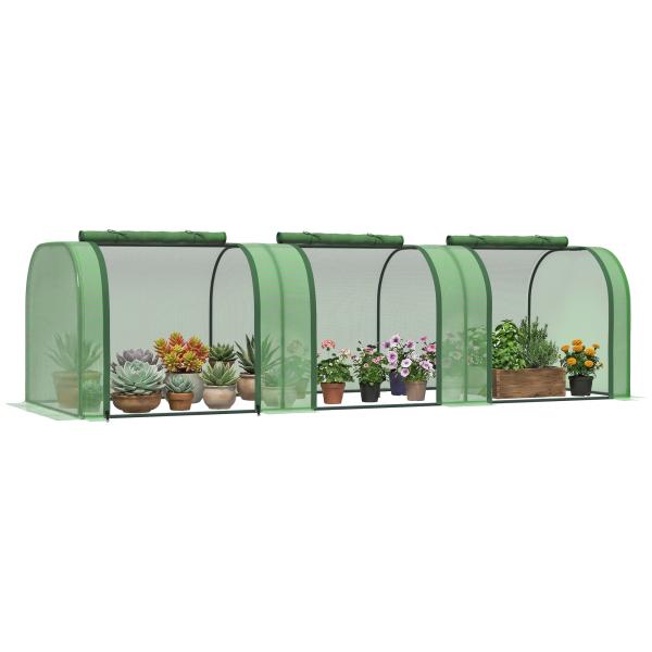 Estufa 295x100x80 cm para Jardim Varanda Estufa Pequena para Cultivo de Plantas com 3 Janelas Estrutura de Aço e PVC Verde