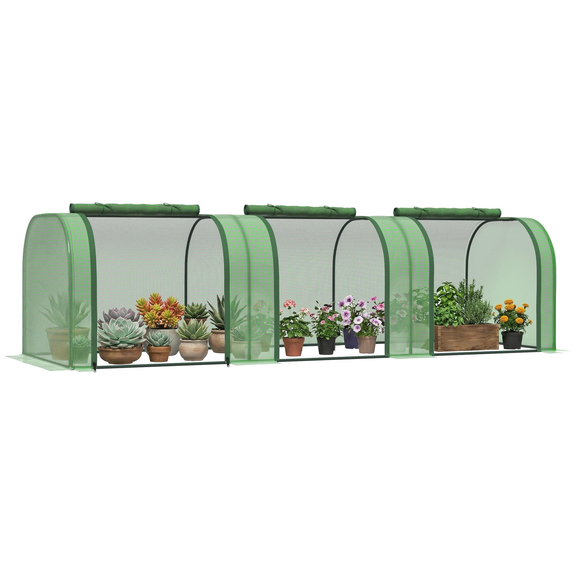 Estufa 295x100x80 cm para Jardim Varanda Estufa Pequena para Cultivo de Plantas com 3 Janelas Estrutura de Aço e PVC Verde