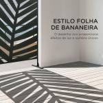 Biombo de 3 Peças Separador de Ambientes com Desenho de Folha de Bananeira Biombo para Exterior 122x45x198 cm Preto