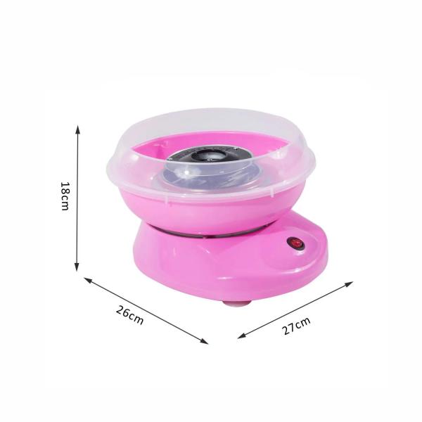 Máquina de Algodão Doce Potência 450W - 550W Doce com Colher Medidora e 10 Palitos de Bambu 27x26x18cm Rosa