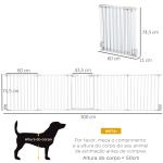 Barreira de Segurança para Animais de Estimação Barreira Dobrável de 5 Painéis com Fechadura Inteligente 300x74,5 cm Branco