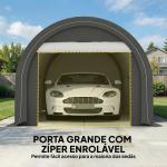 Garagem Exterior para Carro 3x5 m Impermeável com Tecido PE Resistente Estrutura de Aço Galvanizado UPF30+ Cinzento