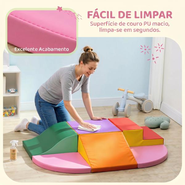 Conjunto de 6 Blocos de Espuma para Crianças de 18 - 36 Meses Brinquedo Educativo de Construção 150x100x24cm Multicor
