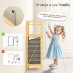 Armário para Roupa de Bambu Móvel Auxiliar para Casa de Banho 40x30x95 cm com 2 Prateleiras Abertas Cesto Amovível Madeira