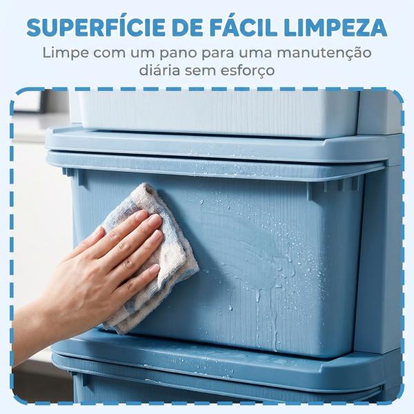 Organizador de Brinquedos com 4 Gavetas Torre de Arrumação para Crianças +3 Anos Cantos Arredondados e Pegas 37x37x76 cm Azul