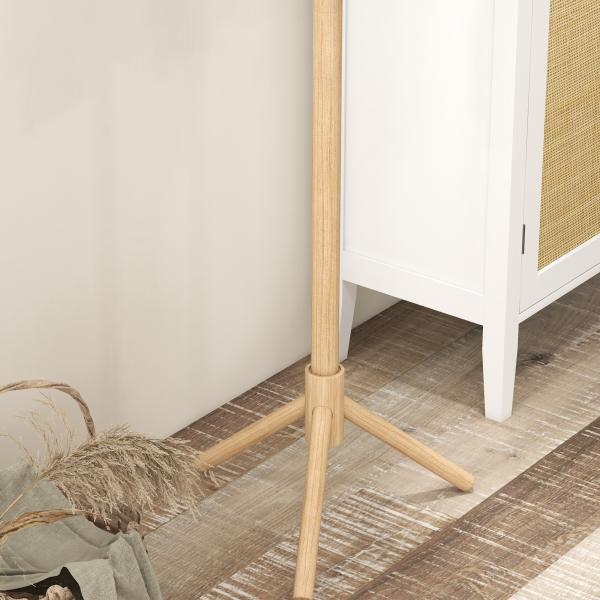 Cabide de Pé de Madeira com 8 Ganchos para Pendurar Roupa e Bolsas Forma de Árvore para Corredor Entrada 40x40x165 cm Natural