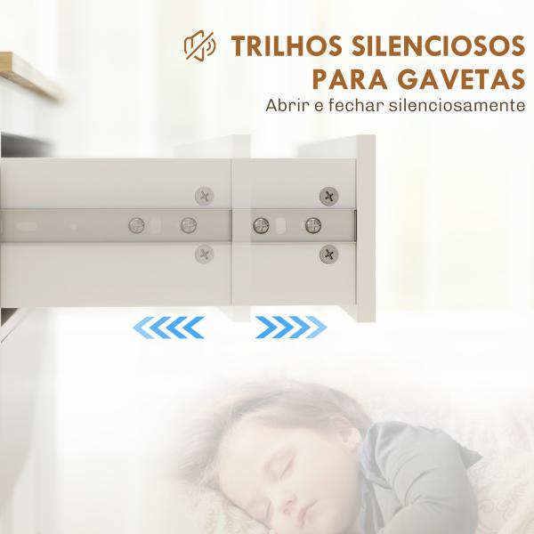 Aparador Sala de Estar Moderno com Gaveta Prateleira Ajustável e Puxadores em PU 80x40x90 cm Branco e Madeira