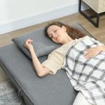 Poltrona 2 em 1 Sofá Cama Individual Dobrável com Encosto Ajustável e Almofada Carga 125 kg 90x78x79 cm Cinza