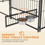 Parque para Cães com Toldo Canil para Exterior com Suporte Giratório para Comida 2 Tigelas 211x211x151 cm Preto Marrom