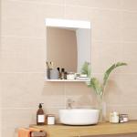 Espelho Casa de Banho de Parede com Prateleira Espelho para Entrada Corredor 50x12x60 cm Branco