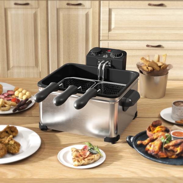Fritadeira 5 L com Temperatura Ajustável até 190 °C, Janela de Visualização e Temporizador 60 min
