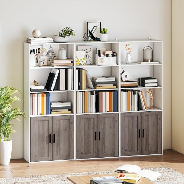 Estante para Livros Estreita Estante com Armário com Prateleira Ajustável 60x30x149,5 cm Branco e Castanho