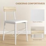 Conjunto de Refeição de 3 Peças Conjunto 1 Mesa 70x70x75 cm e 2 Cadeiras 40x50x80 cm com Prateleira de Armazenamento Branco e Madeira