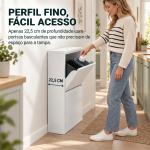 Caixote do Lixo de Reciclagem 4x15 L (60 L), 4 Compartimentos Estreitos em Aço, Fecho Suave, Branco