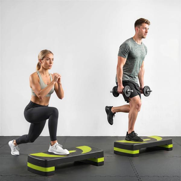 Step para Exercício Aeróbico Plataforma Step com Altura Ajustável em 3 Níveis 80x31x10 - 20 cm Verde e Preto