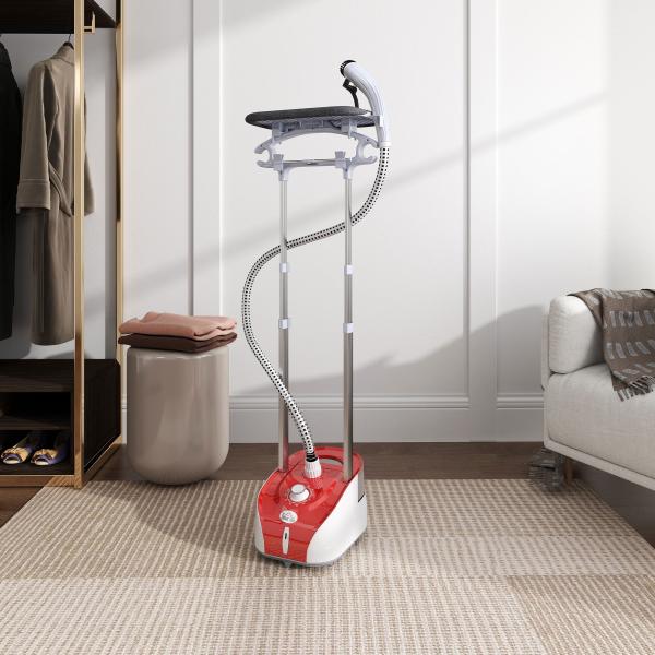 Ferro de Engomar a Vapor para Roupa 1800W Temperatura Ajustável em 11 Níveis Depósito de 2 L Aquecimento em 38s 35x25x47 - 118,5 cm Vermelho