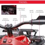 Quadriciclo Elétrico 12V para Crianças de 3 - 5 Anos com Farol Música Pneus de Suspensão Botões Avance e Retrocesso Veículo Elétrico a Bateria 100x65x73cm Vermelho