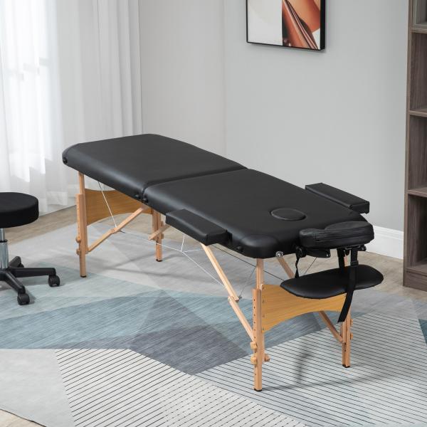 Marquesa de Massagem Dobrável Marquesa com Altura Ajustável 67 - 92cm Desenho Ergonómico Fácil de Transportar 210x81x67 - 92 cm Preto