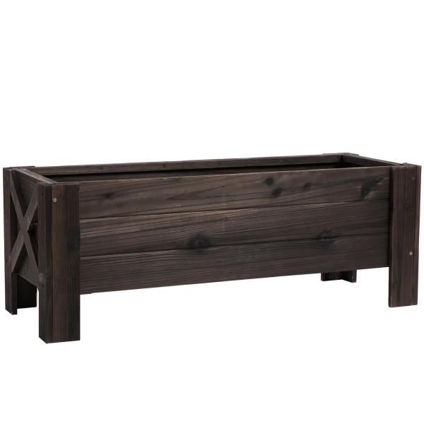 Horta Vertical Floreira de Madeira Retangular com Pés para Flores Plantas Cultivos 100x36,5x36cm Marrom