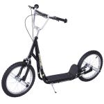 Trotinete para Crianças acima de 5 anos Scooter de 2 Rodas Grandes Insufláveis de 16 Polegadas com Freios e Guidão Ajustável em Altura 143x58x92 - 100cm Preto