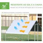 Galinheiro Exterior Grande 24 m² Gaiola para 16 - 24 Galinhas 3x8x2 m Galinheiro de Aço Galvanizado com Cobertura de PE e Porta com Fecho para Patos e Coelhos Prateado