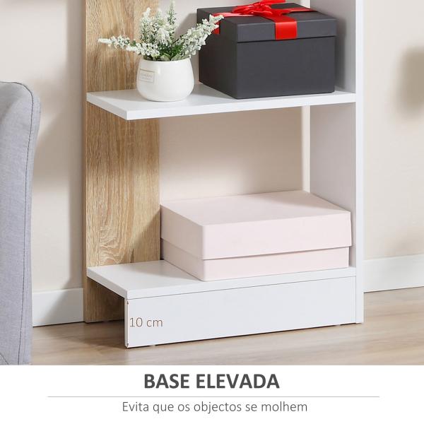 Estante de Armazenamento com 5 Prateleiras Estante Multiuso para Escritório 45x21x170cm Branco e Carvalho