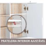 Armário de Espelho com Espaço Interno com Prateleiras Ajustáveis ​​Armário de Banheiro com Prateleiras Abertas 60x14,5x49,4 cm Branco e Carvalho